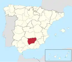 Map of Spain with Jaén highlighted