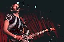 Jake Webb performing with Methyl Ethel in 2016