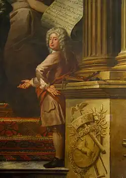 James Thornhill (1675–1734) was an English Baroque painter who lived in Greenwich noted for his large decorative schemes, including the Painted Hall at the Royal Naval College. He was the first English-born artist to be knighted.