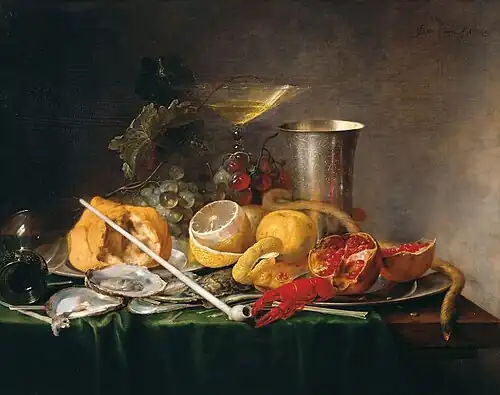 Still-Life, Breakfast with Champagne Glass and Pipe, 1642, Residenzgalerie, Salzburg