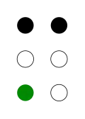 ⠍ (braille pattern dots-134)
