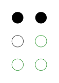 ⠉ (braille pattern dots-14)