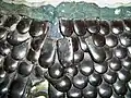 Japanese fishscale armour gyorin kozane, from a helmet neck-guard kabuto shikoro, made from hardened leather