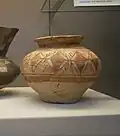 Painted jar, Late Halaf (c. 5600–5200 BC), Chagar Bazar, Syria. British Museum.