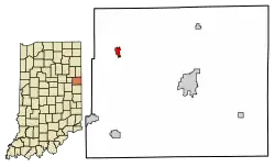 Location of Pennville in Jay County, Indiana.