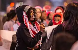 Kyle performing at a Black Lives Matter demonstration, 2015