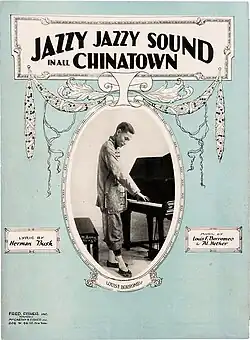 Borromeo featured in a Chinese costume in the cover art for Jazzy Jazzy Sound in All Chinatown. 1920
