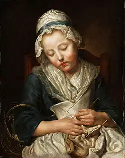 Young Knitter Asleep by Jean-Baptiste Greuze
