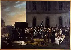 Inhumation provisoire des victimes de Juillet devant la colonnade du Louvre