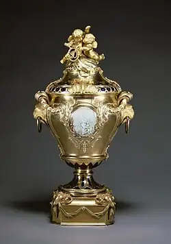 Rococo ram's head bucrania on the foot of a potpourri vase, 1768 (Walters Art Museum, Baltimore[8])