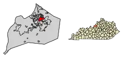 Location of Lyndon in Jefferson County, Kentucky