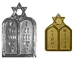 Insignia of Jewish United States Military Chaplains. The version with Roman numerals was used until 1981, when it was replaced by the one with Hebrew letters.