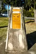 The 'Footsteps in time' survey marker at Emu Plains (unveiled in June 1989)