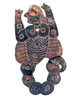 Game board made of chlorite stone relief in the form of Scorpion man, characteristic of the gaming tradition in West Asia from the 3rd to 1st millennium B.C.