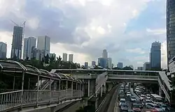 Remote view of the original building in 2017, seen from the transfer bridge to Simpang Kuningan (then-named Kuningan Barat) station