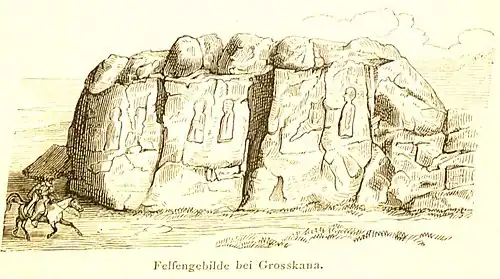 1879 illustration by German explorer Johann Nepomuk Sepp showing a cliff formation from "Grosskana", German for "Large(r) Kana"
