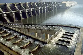 John Day Dam fish ladder on the Columbia River, United States