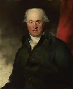 Painting of Angerstein with thinning grey hair, wearing a black jacket