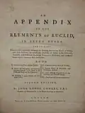 An Appendix to Euclid's Elements in Seven Books