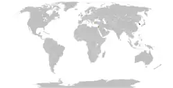 Map indicating locations of Jordan and South Korea