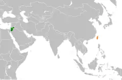 Map indicating locations of Jordan and Taiwan