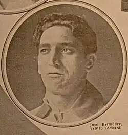 black and white photo of Bermúdes from 1921, with caption "center forward"