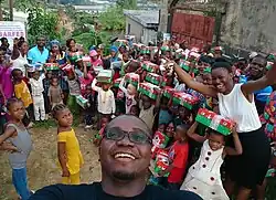 Children in Cameroon receiving their boxes from Operation Christmas Child
