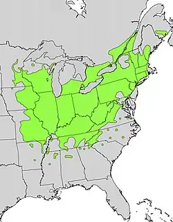 A map indicating sections of Northeast United States and Southeast Canada