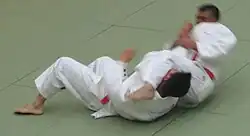 Image 46Juji gatame (十字固; cross lock)(armbar), a kansetsu-waza (from Judo)