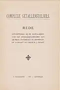 Wolff: Complexe getallenstelsels. Rede, Inaugural lecture (Translated title: Complex number systems), University of Groningen, 1917