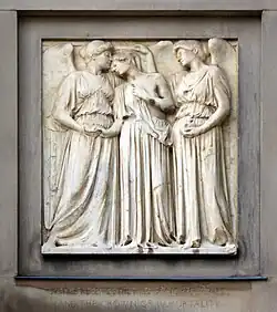 Justice receives a kiss from Righteousness and the crown of immortality from Glory, who holds a flaming heart signifying divine love.