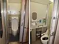 Men's toilet (left); unisex toilet (right)