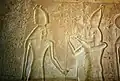 Another undecorated and unpainted relief of Seti II from his KV15 tomb before a deity