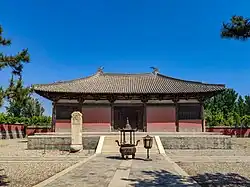 Liao dynasty (916-1125) Daxiong Baodian of Kaishan Temple in Gaobeidian, Hebei, China. Built in 1033 .