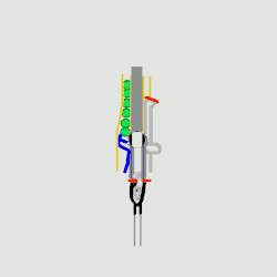 Animated diagram showing a rotating cylindrical breech loading powder and ball into the barrel.