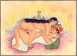 Kama Sutra illustration of woman on top, circa 19th Century