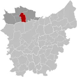 Location of Kaprijke in East Flanders