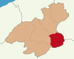 Map showing Ovacık District in Karabük Province