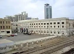 Front of the station with the MCB Tower in the background