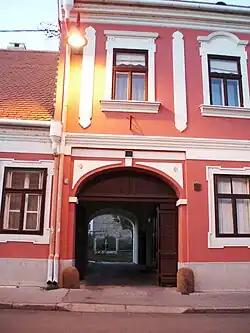 The appearance of the part of the house with the door