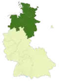 Map of Germany:Position of the Oberliga Nord highlighted