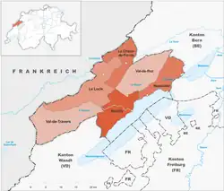 Location of Neuchâtel in Switzerland