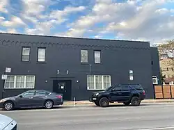 A black restaurant exterior
