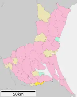 Location of Kawachi in Ibaraki Prefecture
