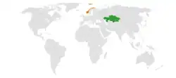 Map indicating locations of Kazakhstan and Norway