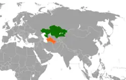 Map indicating locations of Kazakhstan and Turkmenistan