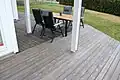 Terrace built with furfurylated wood (Kebony) resulting from the chemical modification of pine wood by furfuryl alcohol; this presents today a novel green technology.[26]