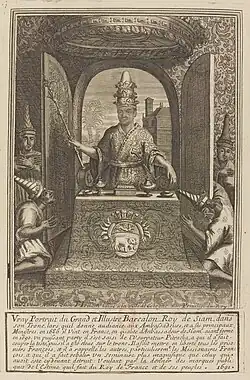 King Narai of Siam on the throne (portrait, c. 1686).