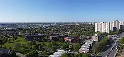 Aerial view of Kingsview Village in 2025