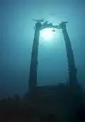 The mast of Kizugawa Maru from the deck